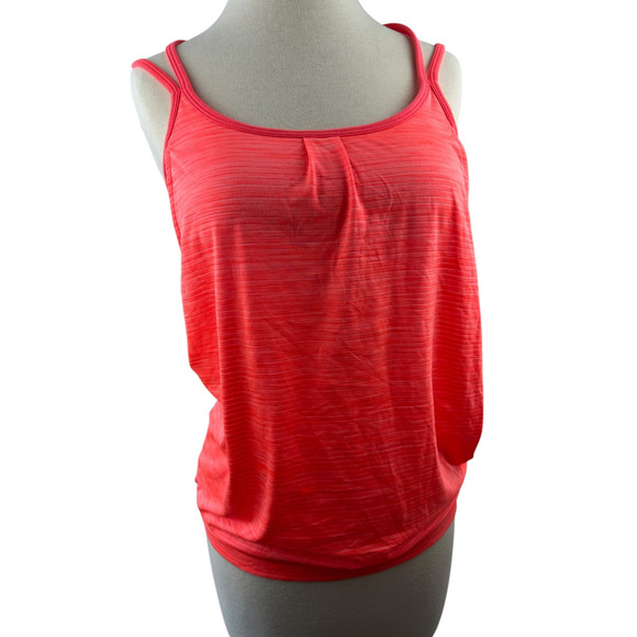 Athleta Shadow Stripe Energize Tank Top Built-In-Bra Neon Orange Size Small - Picture 7 of 11